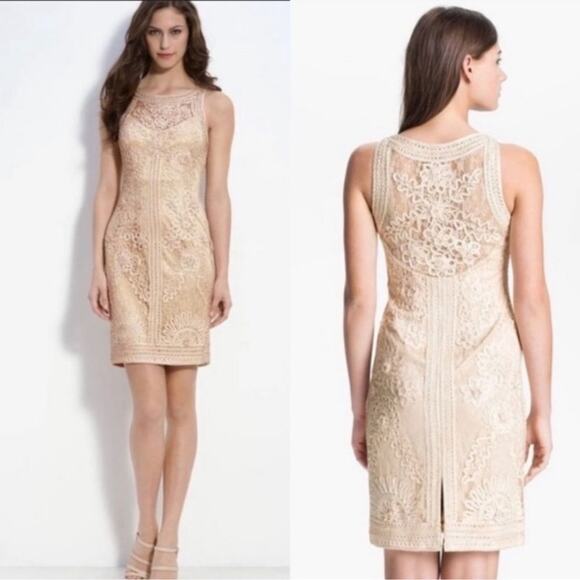 Sue Wong Nocturne Cream Embroidered Lace Cocktail Dress| Size 12 - Picture 3 of 16